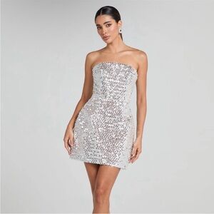 NADINE MERABI LUCIA SILVER DRESS
